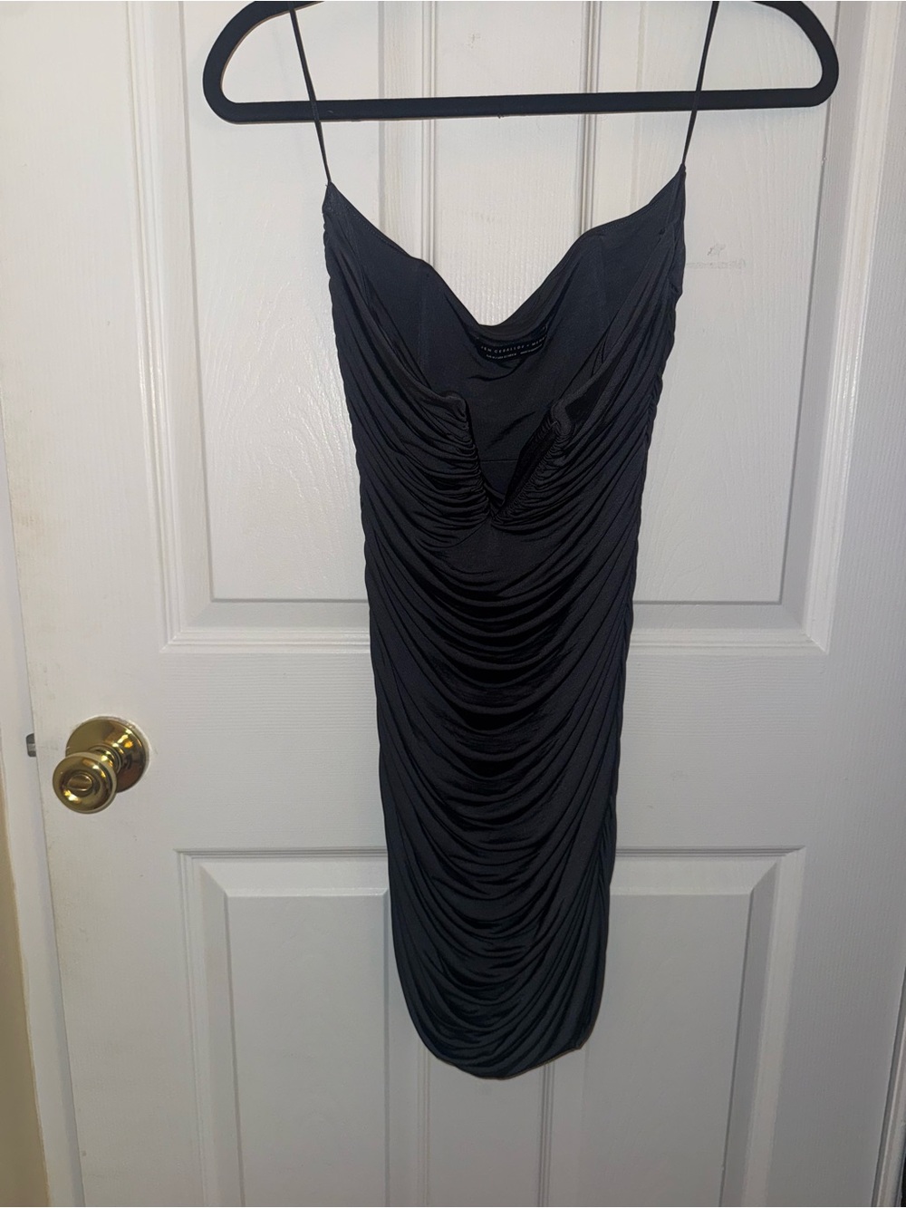 Mango Black Draped Cowl Midi Dress